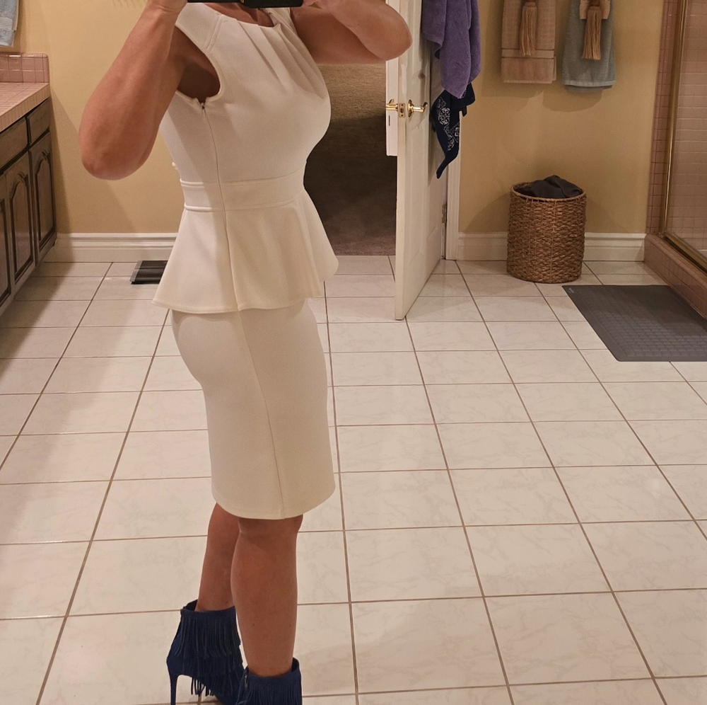 Womens size 6 sense white fitted Sleeveless dress - Picture 3 of 14